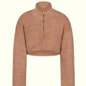 Skims Fuzzy Crop Top With Zipper